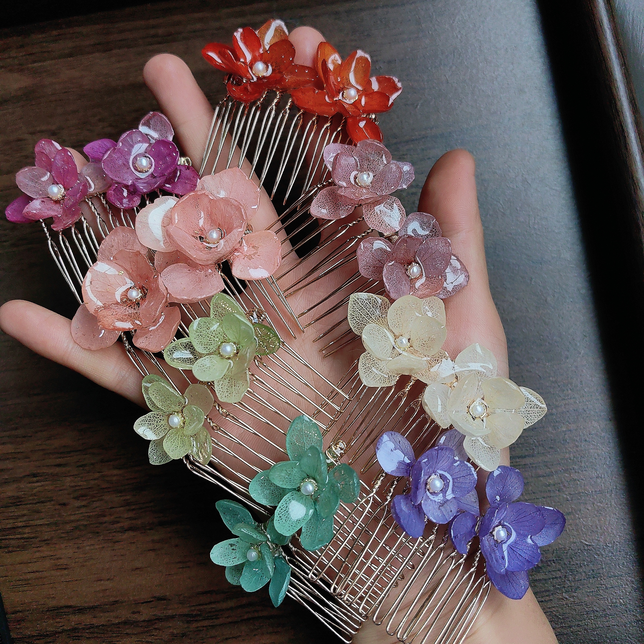Handmade Resin Real Flower Hydrangea Hairpin, Ancient Style Hanfu Cheongsam Hairpin, Beautiful Pink Hairpin, Hair Comb