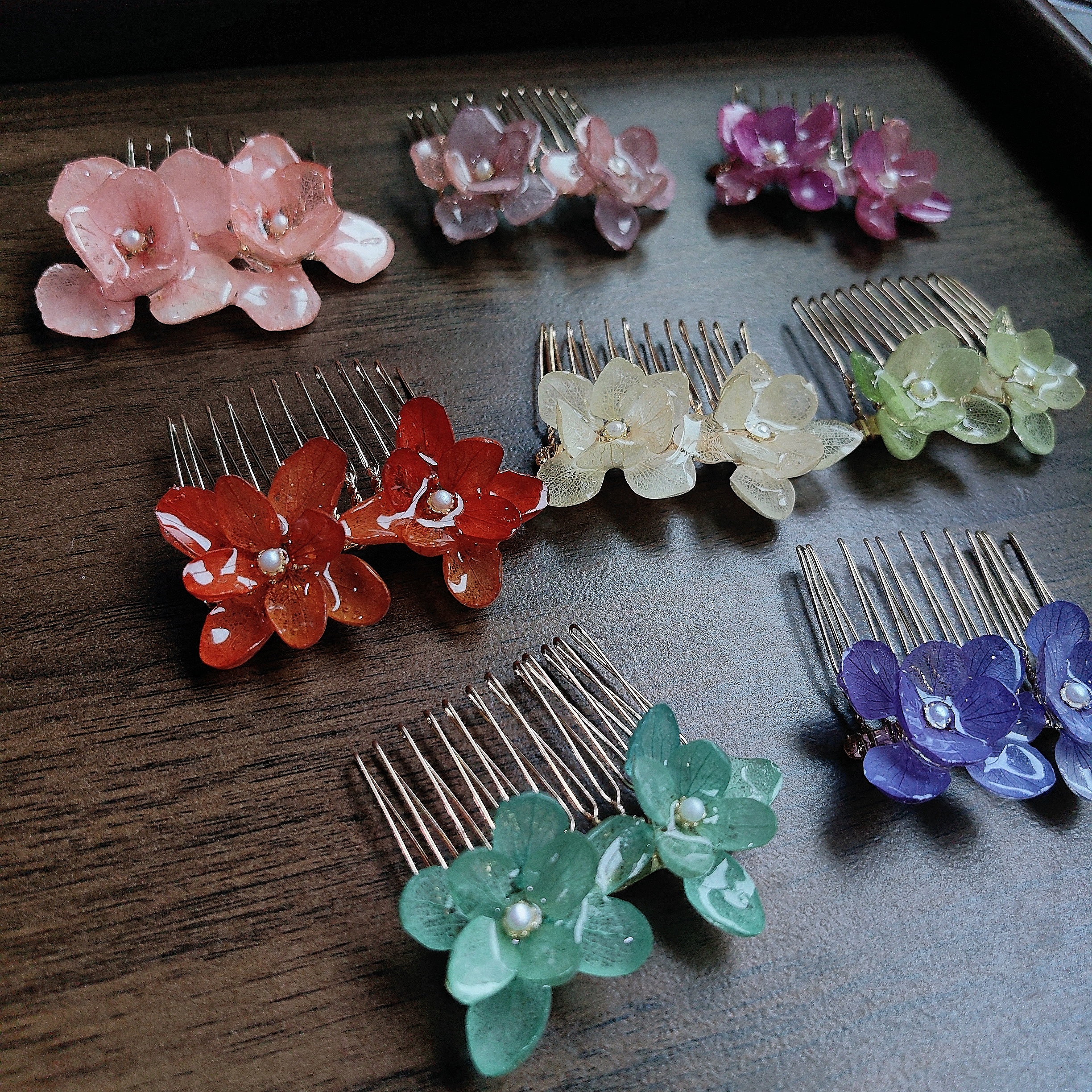 Handmade Resin Real Flower Hydrangea Hairpin, Ancient Style Hanfu Cheongsam Hairpin, Beautiful Pink Hairpin, Hair Comb