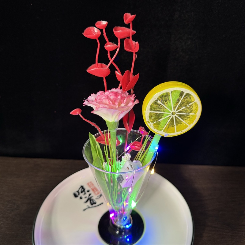 Hotel dishes display plate decoration flowers and plants bright file decoration color gold rose Cup Rose creative ornaments sashimi plate embellishment