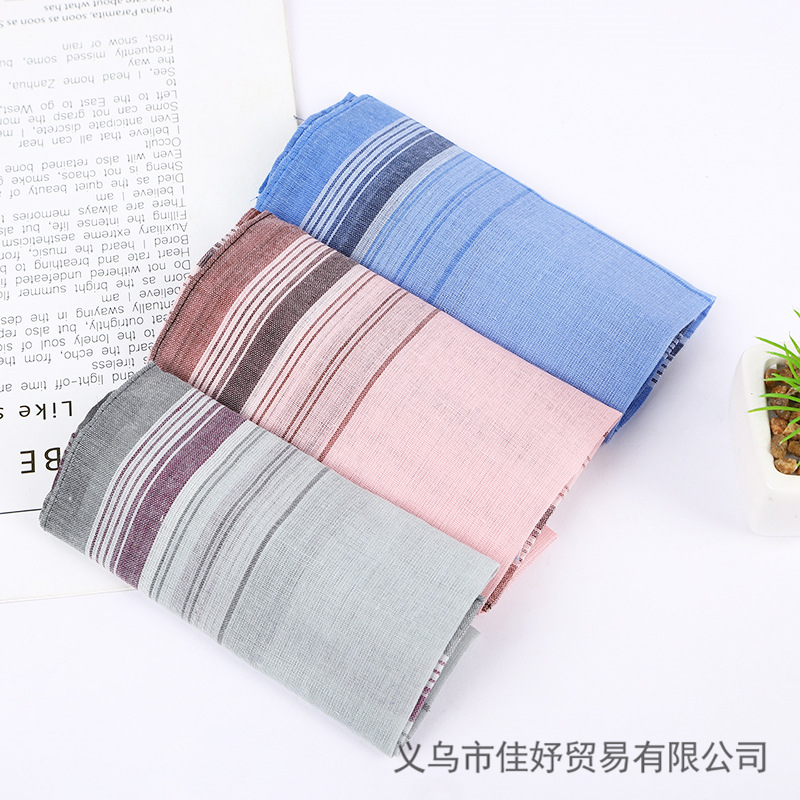 Cross-border e-commerce foreign trade best selling AliExpress explosion simple polyester cotton dark light color grid t-shaped handkerchief men