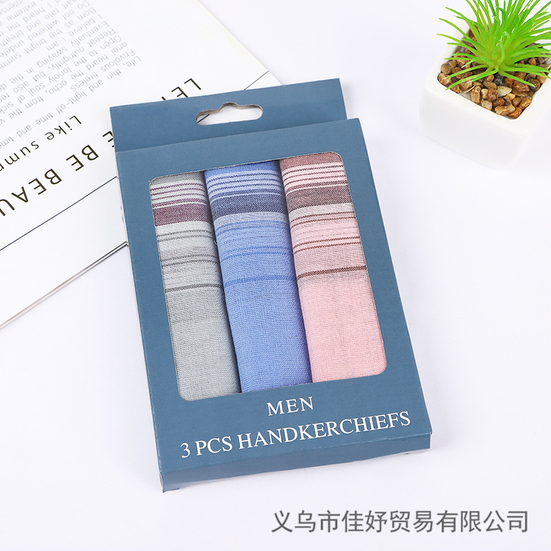 Cross-border e-commerce foreign trade best selling AliExpress explosion simple polyester cotton dark light color grid t-shaped handkerchief men