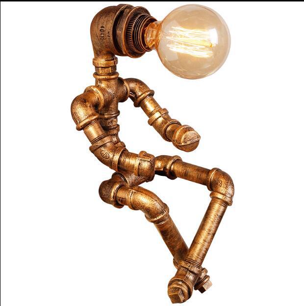 Cross-Border Popular Retro Table Lamp American Industrial Area Bar Cafe Personalized Creative Robot Water Pipe Table Lamp