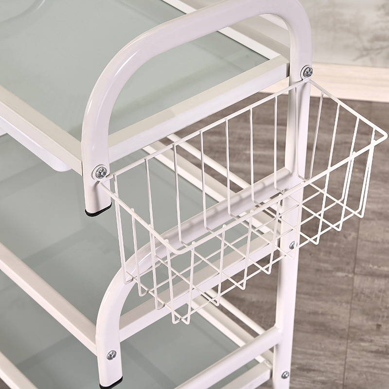 Multi-functional tattoo hairdressing and beauty trolley three-layer glass surface storage rack beauty salon tool trolley