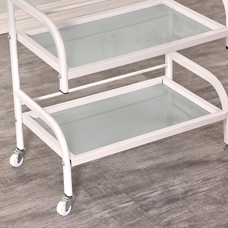 Multi-functional tattoo hairdressing and beauty trolley three-layer glass surface storage rack beauty salon tool trolley
