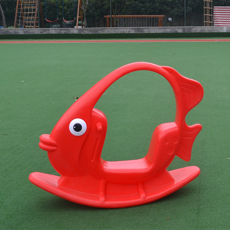 Kindergarten children's outdoor plastic rocking fish rocking horse children's toys indoor and outdoor goldfish rocking special offer