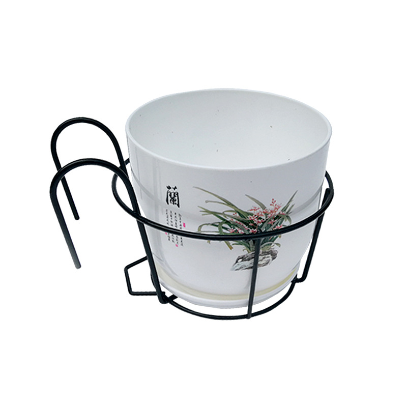 Flower stand wrought iron railing balcony round hanging green rose potted fleshy pot plant hanging flower stand factory wholesale