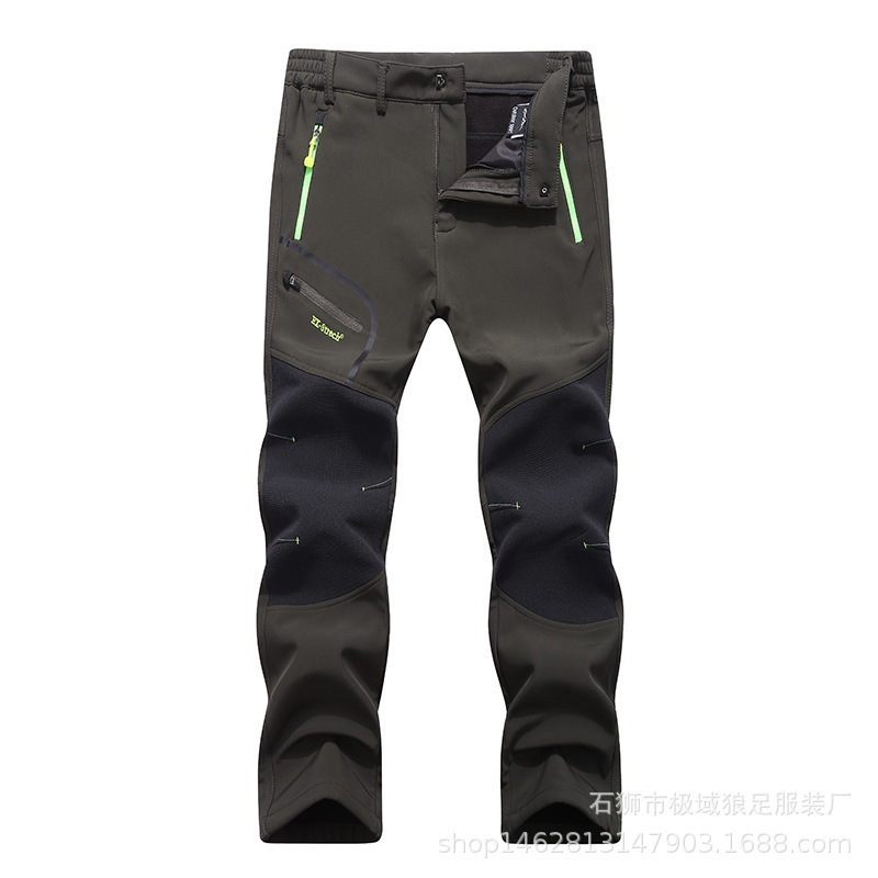 Cross-border European Code Outdoor Men's Autumn Sports Pants Hiking Pants Women's Hiking Elastic Breathable Couple's fleece-lined Pants
