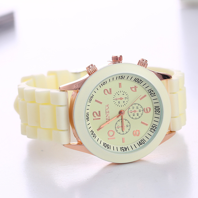Aliexpress Hot Selling Geneva Silicone Watch Korean Style Fashionable and Beautiful Colorful Jelly Student Sports Women's Watch