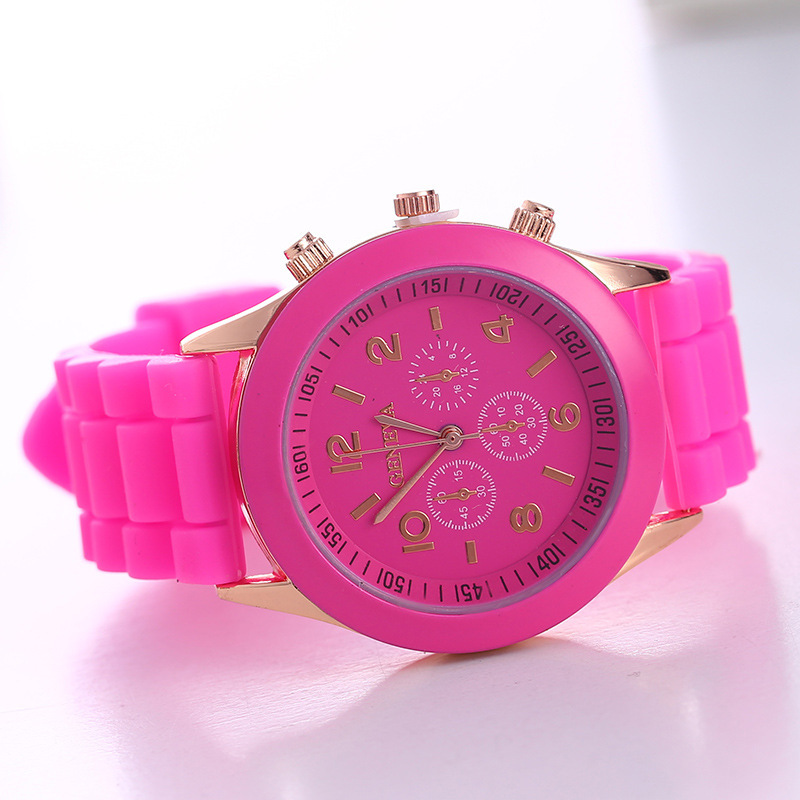 Aliexpress Hot Selling Geneva Silicone Watch Korean Style Fashionable and Beautiful Colorful Jelly Student Sports Women's Watch