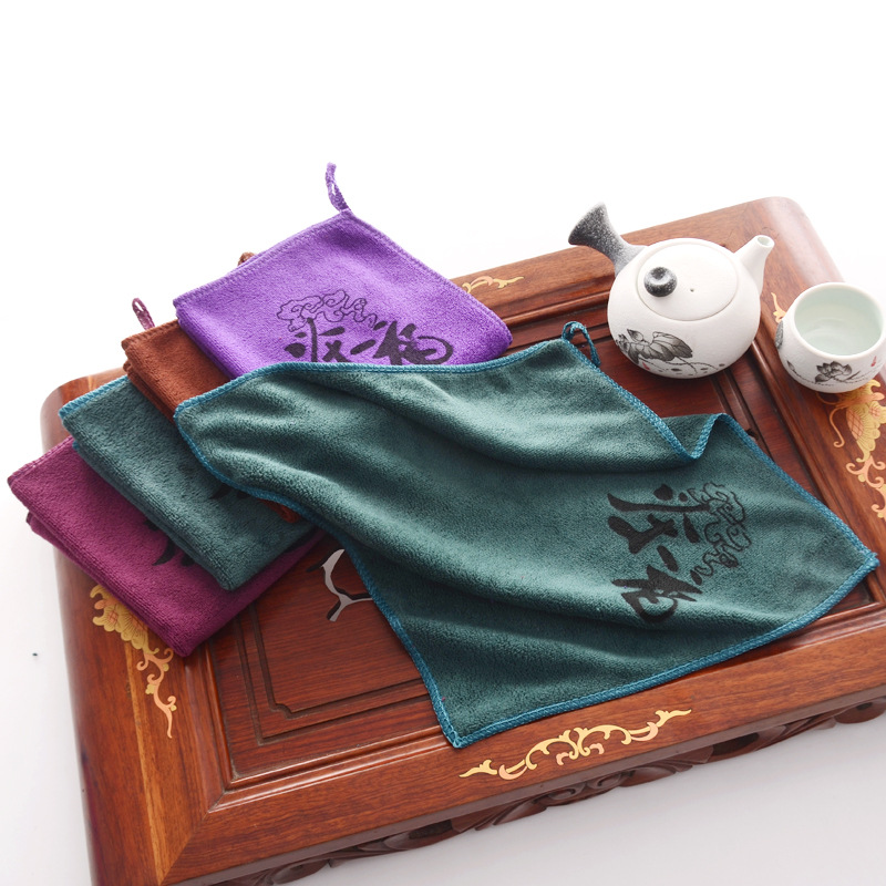 Source Manufacturer Microfiber Thickeneded Tea Towel Absorbs Water and Does Not Shed Lint Small Square Towel Towel Rag Customized Logo