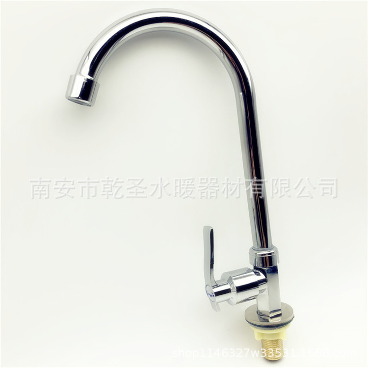 Zinc Alloy Hexagonal Kitchen Faucet Quick-Open Sink Faucet Spray Head Single Cold Water Vertical Type