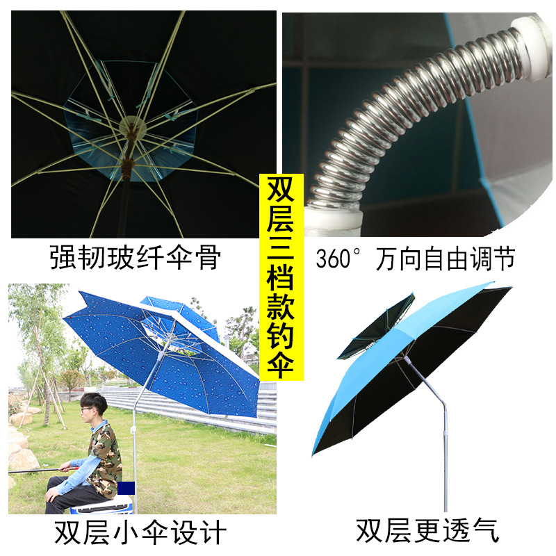 Factory wholesale Dai Weiying outdoor fishing umbrella 2.4 meters 2.2 meters universal rainproof sun folding fishing umbrella table fishing umbrella