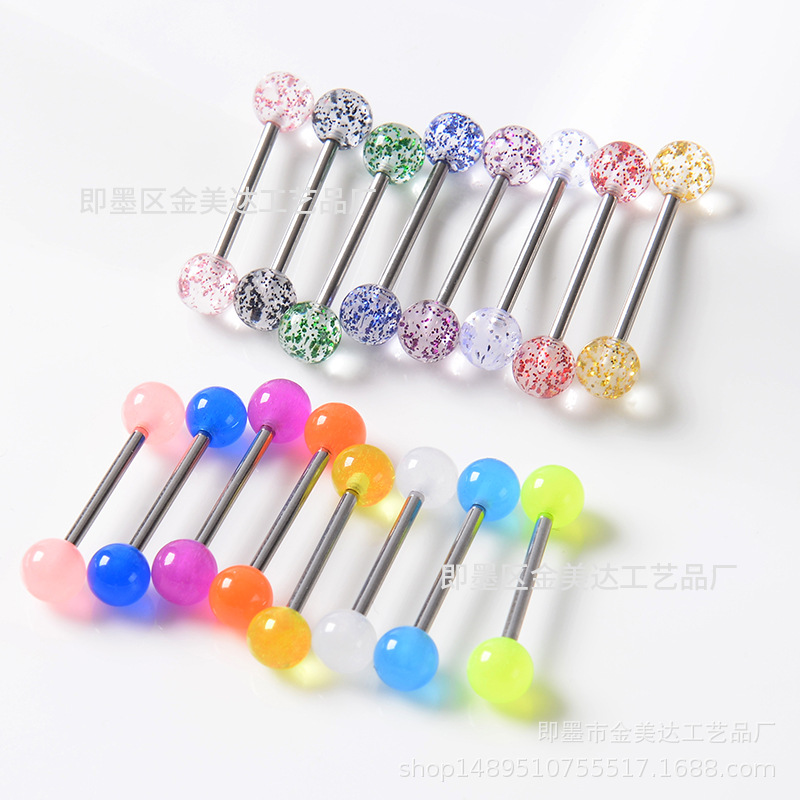 Factory Direct supply UV soft pole luminous tongue nail suit AliExpress human body piercing jewelry nipple ring nail acrylic