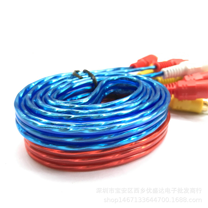 Transparent 1.5 m 3 to 3 Lotus Line Audio and Video AV Line 3 to 3RCA Set Top Box dvd Cable TV AV Line