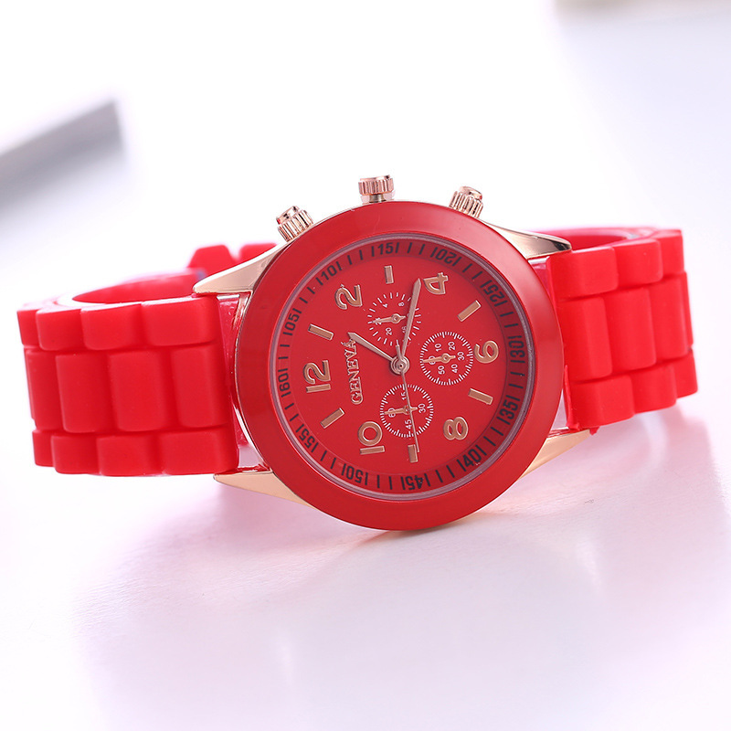 Aliexpress Hot Selling Geneva Silicone Watch Korean Style Fashionable and Beautiful Colorful Jelly Student Sports Women's Watch