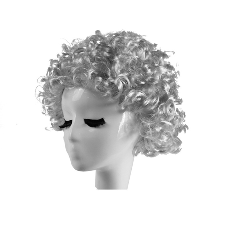 Halloween Granny Hair Wig Grey Wig Curly Hair cos Cosplay White Wig Set Grandpa Hair