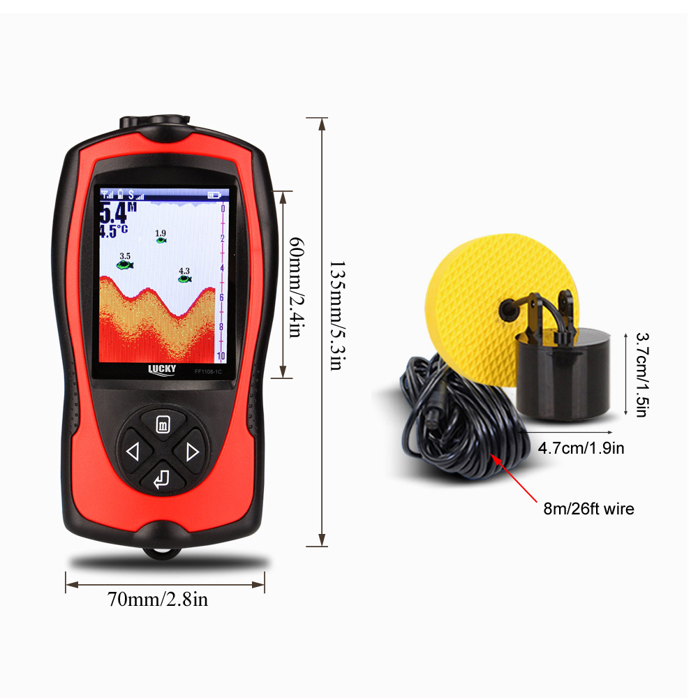 Cross-Border Hot Selling Wired Fish Finder High-Definition English Color Screen Visual Sonar Wireless Fish Finder Fish Detector