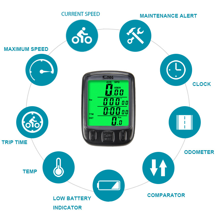 Bicycle Code Watch Waterproof Luminous 563 Wired Riding Equipment Stopwatch Sports Timer Chinese and English