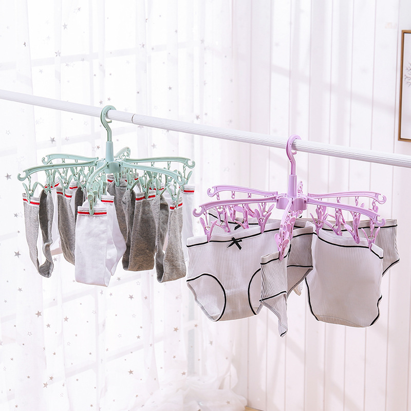 Plastic 24-clip foldable socks rack baby small items underwear multi-clip drying rack quilt cover space-saving drying rack