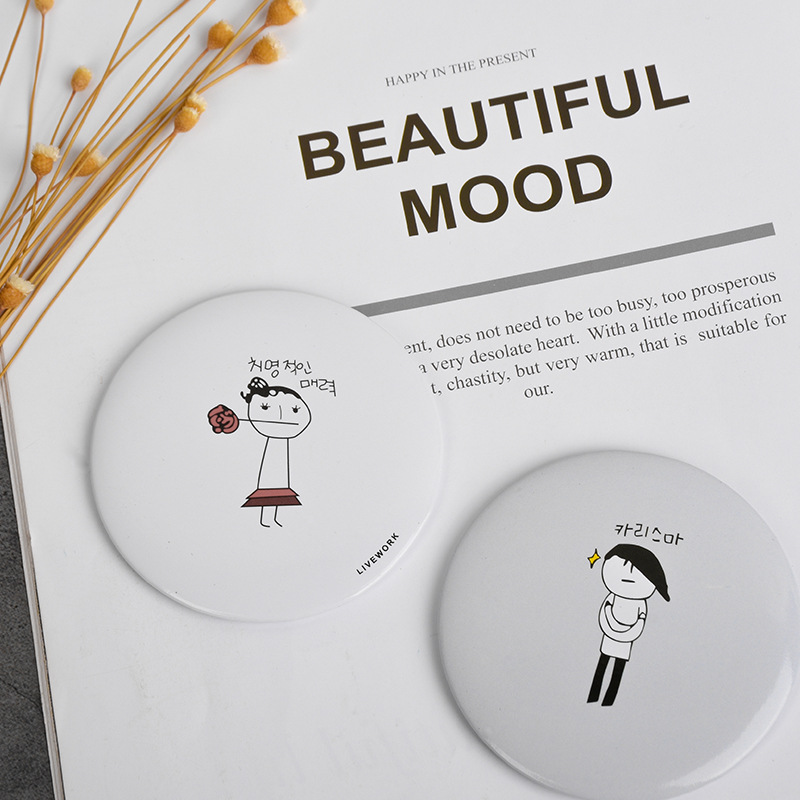 Beauty small mirror fashion portable portable cosmetic mirror cute cartoon small round mirror advertising promotion customized gift