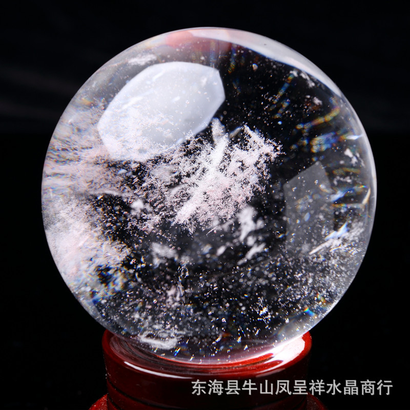 Feng Chengxiang Factory for Wholesale Natural White Crystal Ball White Original Stone Ornaments Opening Gift Home Crystal Base