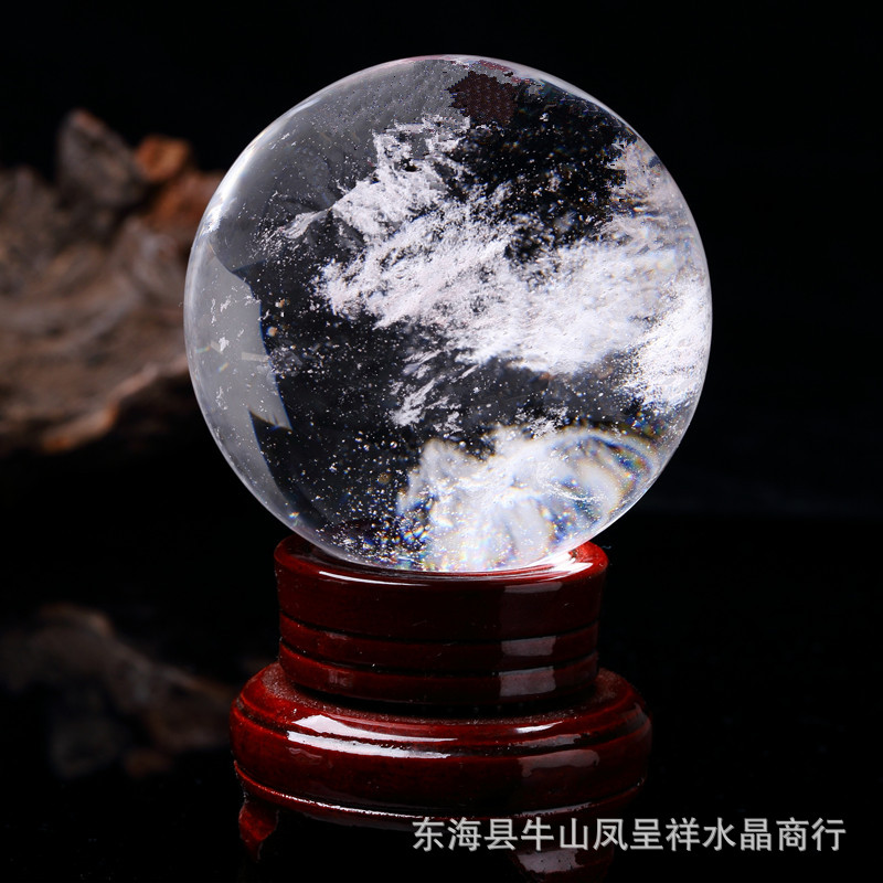 Feng Chengxiang Factory for Wholesale Natural White Crystal Ball White Original Stone Ornaments Opening Gift Home Crystal Base