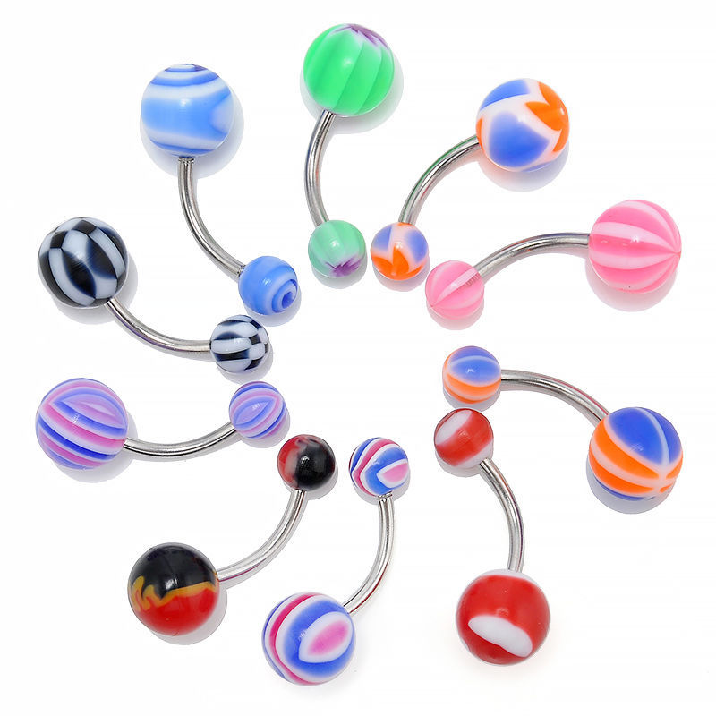 European and American cross-border acrylic navel ring mixed color navel ring navel nail body piercing jewelry AliExpress