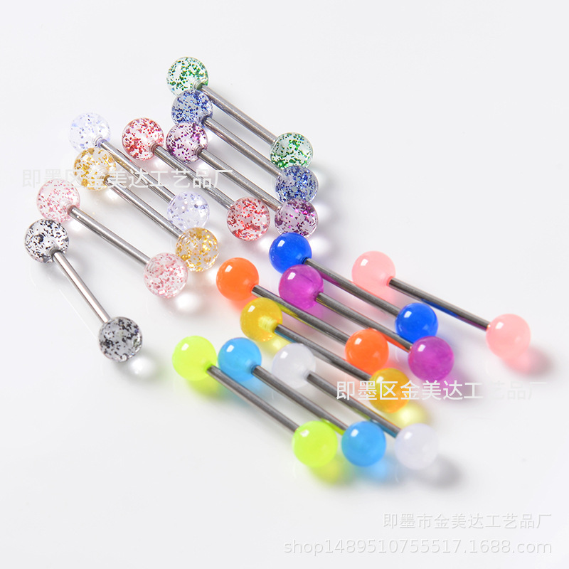 Factory Direct supply UV soft pole luminous tongue nail suit AliExpress human body piercing jewelry nipple ring nail acrylic