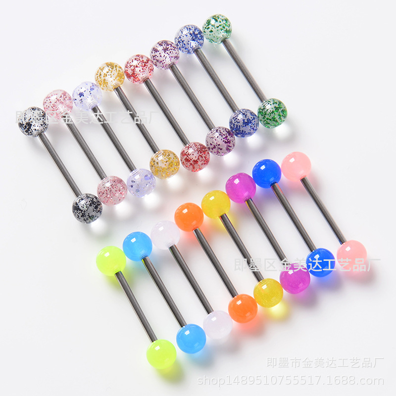 Прямые поставки из фабрики, УФ мягкий стержень, светящийся набор для прокола языка, акриловые ювелирные изделия для пирсинга сосков