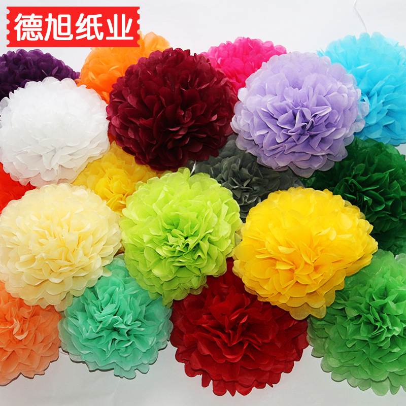 Holiday Wedding Decoration Supplies Christmas Party Paper Flower Ball Handmade Wedding Paper Flower Color Paper Flower Ball Factory
