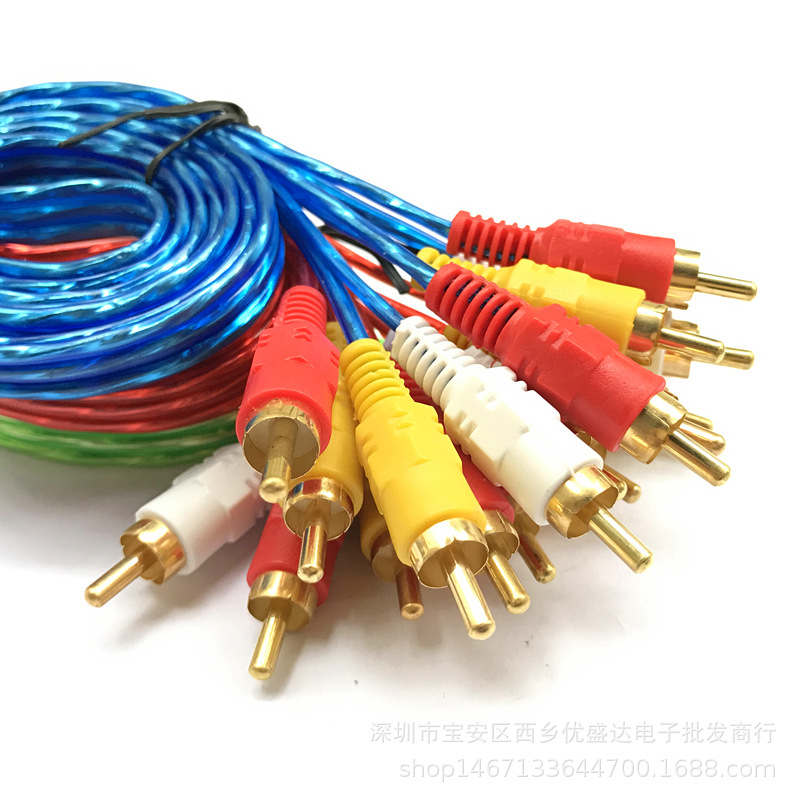 Transparent 1.5 m 3 to 3 Lotus Line Audio and Video AV Line 3 to 3RCA Set Top Box dvd Cable TV AV Line