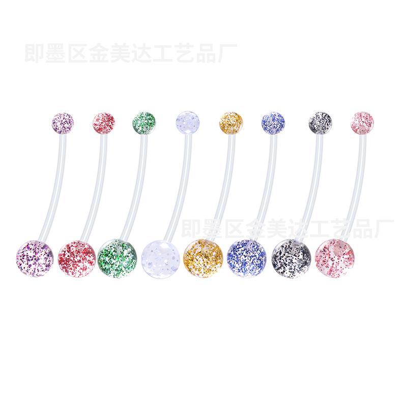 Импортные кольца для пупка для беременных, акриловые кольца с пайетками, ювелирные изделия для пирсинга пупка, европейские и американские