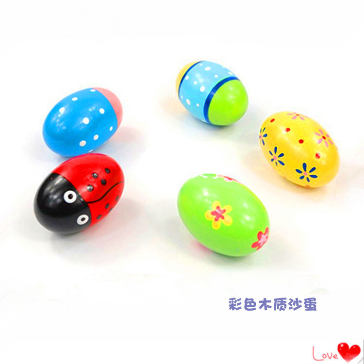 Деревянные цветные большие песочные яйца деревянные яйца мультяшные раскрашенные яйца пасхальные игрушки оптовая продажа