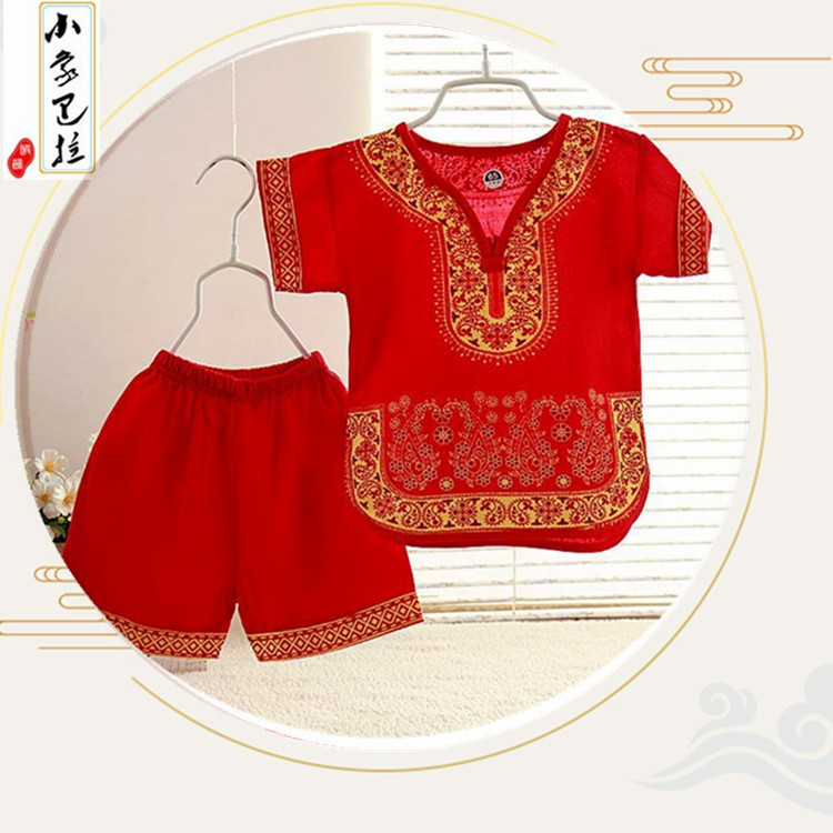 Кросс-браузерная одежда, детский костюм Танг для мальчиков, Ханьфу, летний хлопковый шелковый короткий рукав, этническая одежда для детей на сто дней