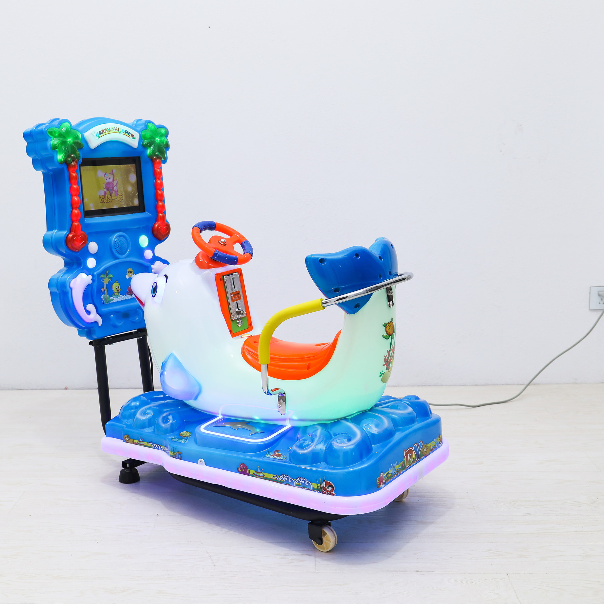 2025 New Model Electric Coin-Operated Dolphin 3D Stereo High-Definition Lcd Screen Rocking Car Baby Educational Rocking Car Special Price