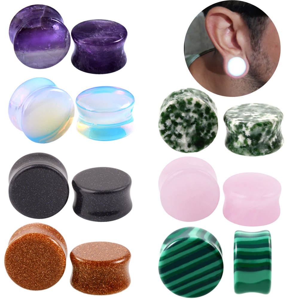 Opal Auricle Amazon Stone Auricle European and American Punk Hip-Hop Body Piercing Jewelry Cross-Border Best-Selling Direct Supply