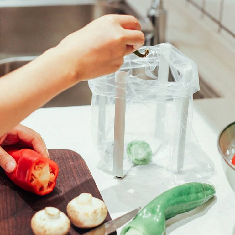 Desktop folding garbage rack Japanese-style kitchen storage rack household supplies storage iron garbage rack wholesale