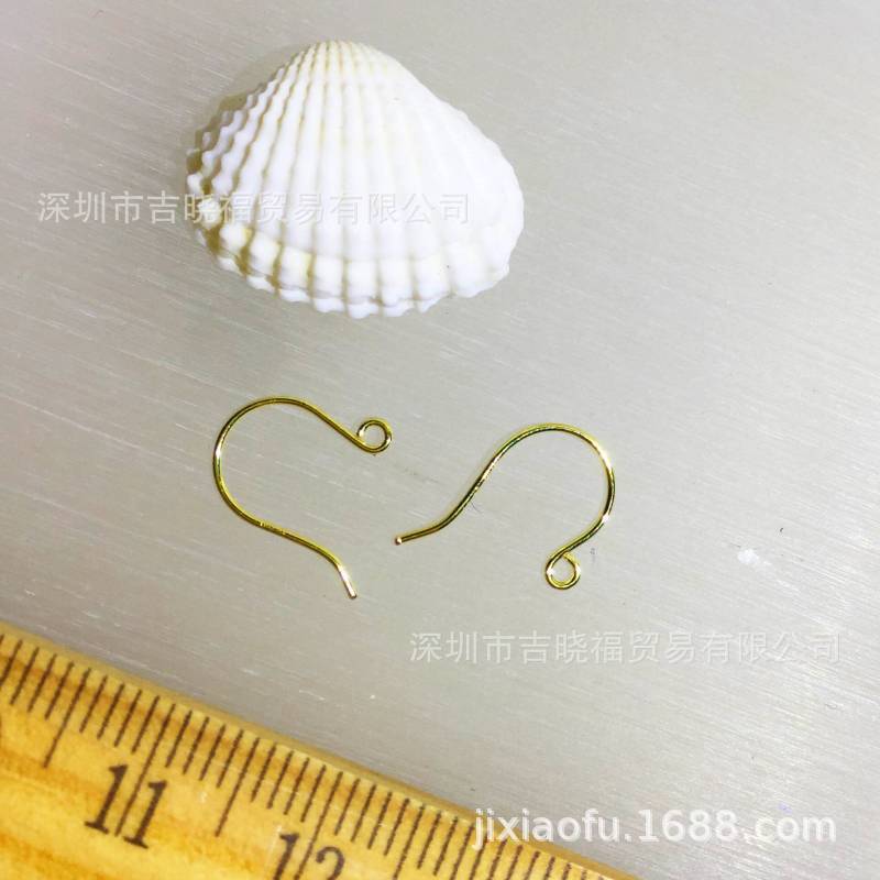 18K gold ear hook DIY ear hook solid ear hook hand hook Au750 jewelry earring accessories