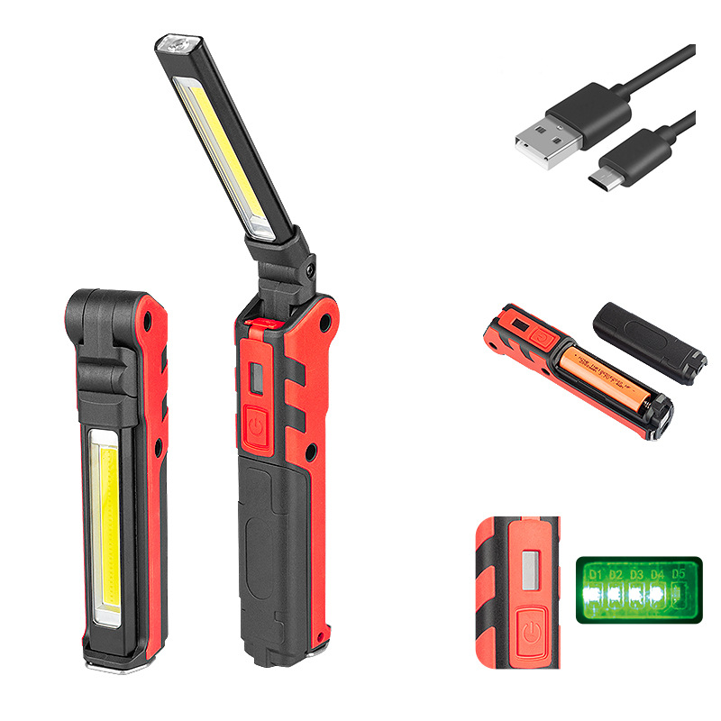 Folding handheld work light charging car maintenance Light LED maintenance light COB multifunctional magnet power display light