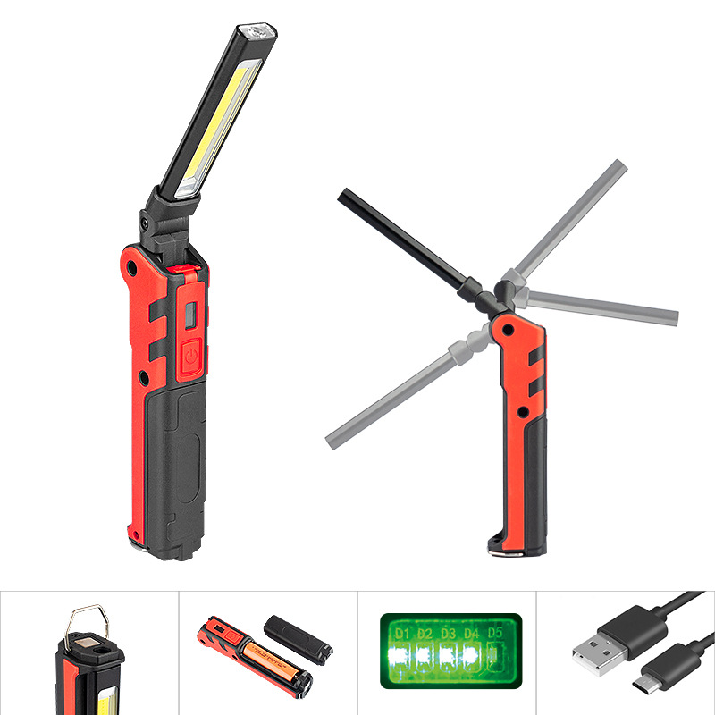Folding handheld work light charging car maintenance Light LED maintenance light COB multifunctional magnet power display light
