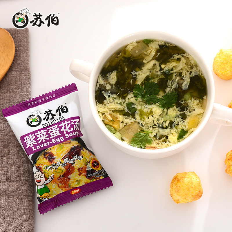Subo Soup Ready-to-eat Meal Replacement Vegetable Seaweed Egg Drop Soup 6g 100 Packs/bag Wholesale Weifang Food Egg Drop Soup