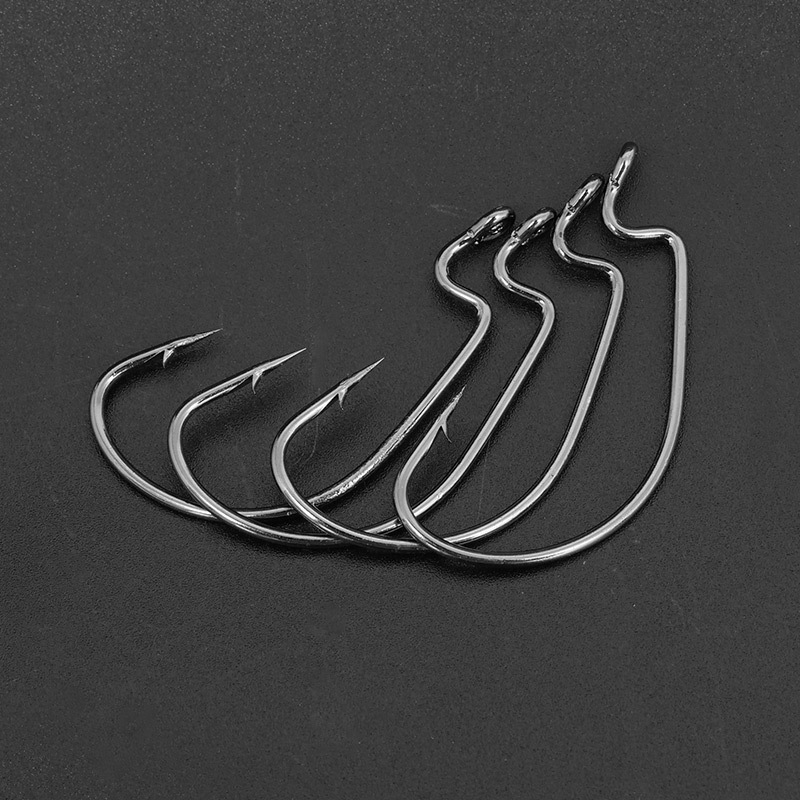 Barbed Fishhook Manufacturer Wholesale White Wide-Belly Crank Hook Iseni High Carbon Steel Fishhook Bulk Fishhook with Ring