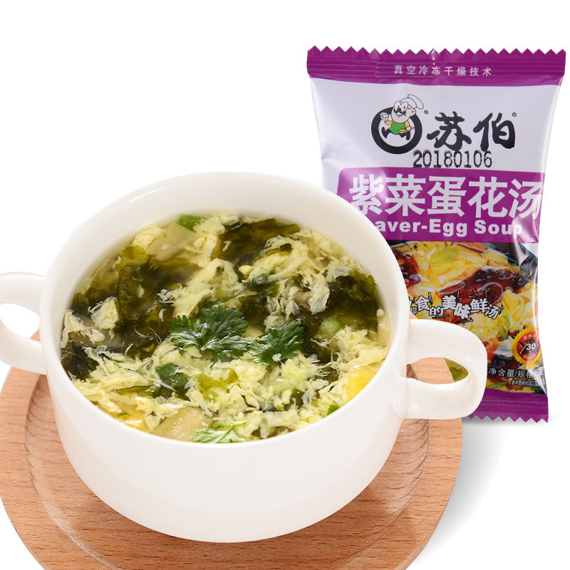 Subo Soup Ready-to-eat Meal Replacement Vegetable Seaweed Egg Drop Soup 6g 100 Packs/bag Wholesale Weifang Food Egg Drop Soup