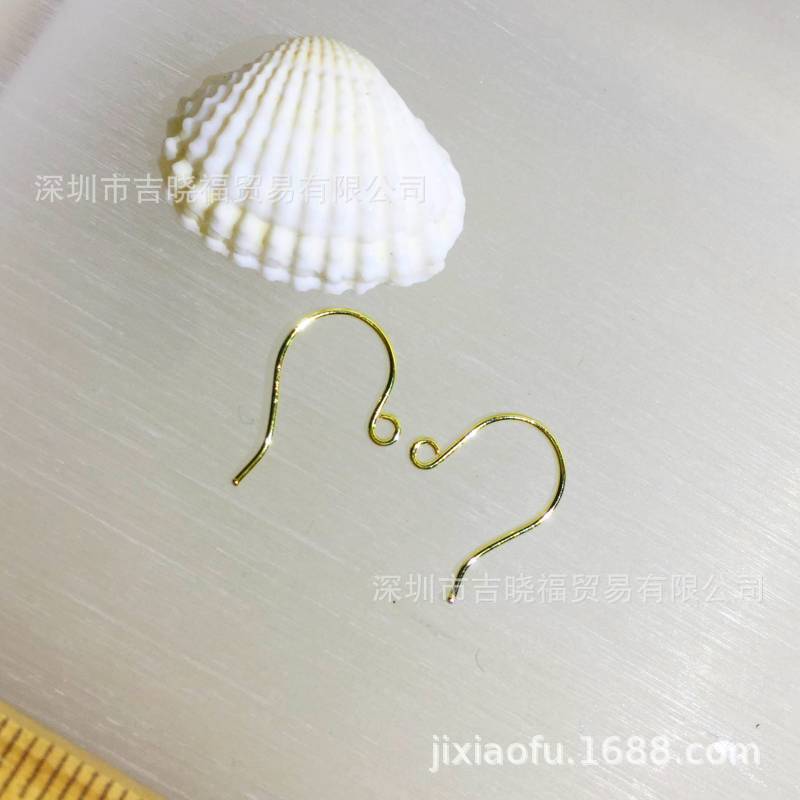 18K gold ear hook DIY ear hook solid ear hook hand hook Au750 jewelry earring accessories