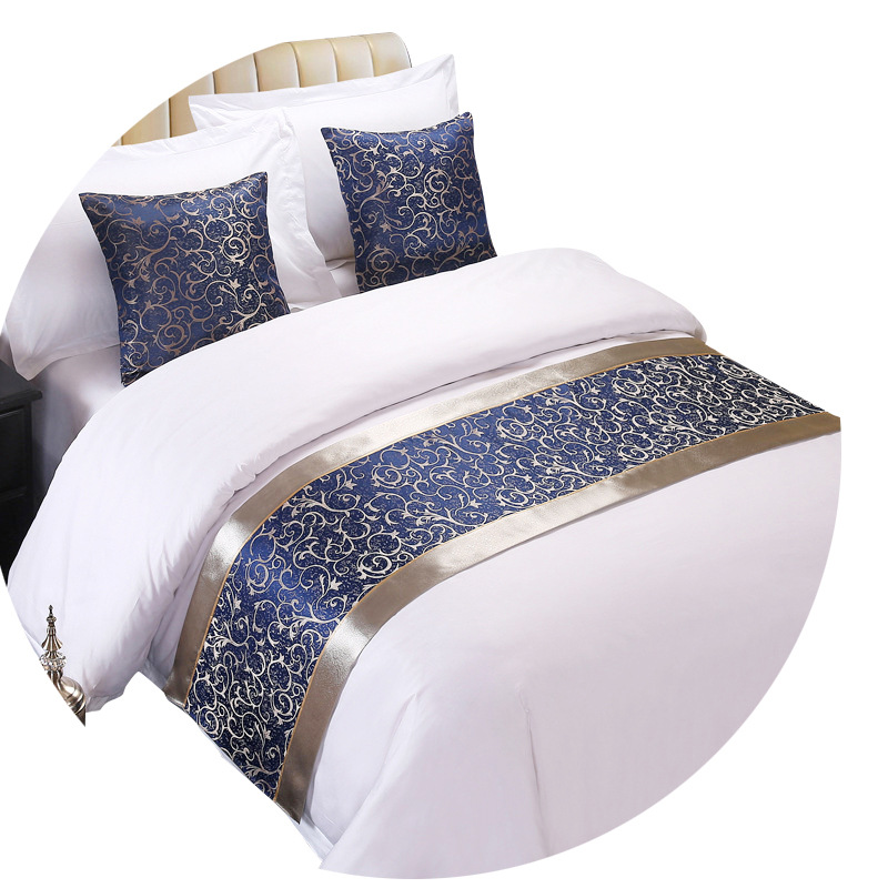 Hotel bed flag bed end towel wholesale hotel simple modern Chinese gold bed cover bed end cushion pillowcase