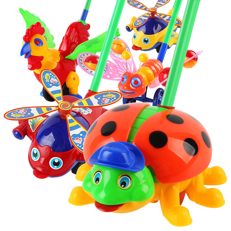 Push and Push Toy Hand Push Airplane Children's Toddler Push and Pull Animal Baby 1-2 Years Old Push and Walk Toy