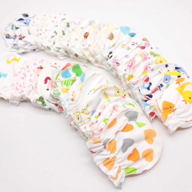 Готовые вязаные хлопковые перчатки для новорожденных, против царапин, индивидуальная упаковка