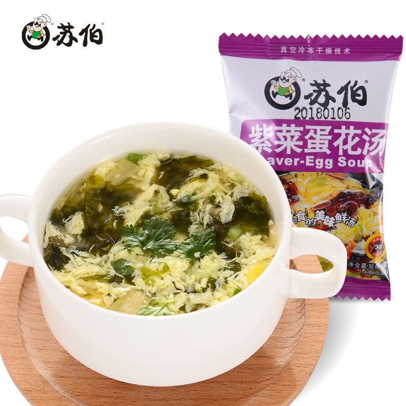Subo Soup Ready-to-eat Meal Replacement Vegetable Seaweed Egg Drop Soup 6g 100 Packs/bag Wholesale Weifang Food Egg Drop Soup