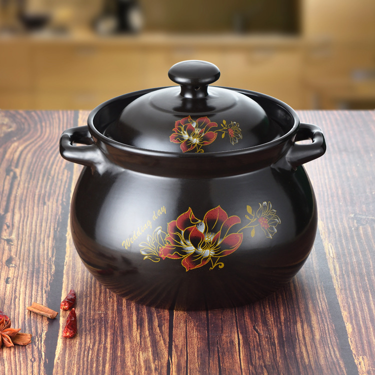 Ceramic Casserole Health Soup Pot Household Stew Pot High Temperature Resistant Open Flame Soup Pot Casserole in Stock