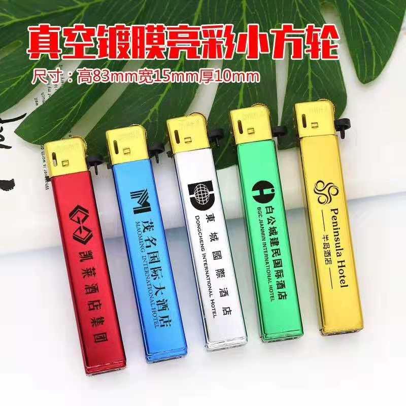 Metal lighter manufacturers wholesale custom disposable straight blue flame windproof lighter advertising printing engraving